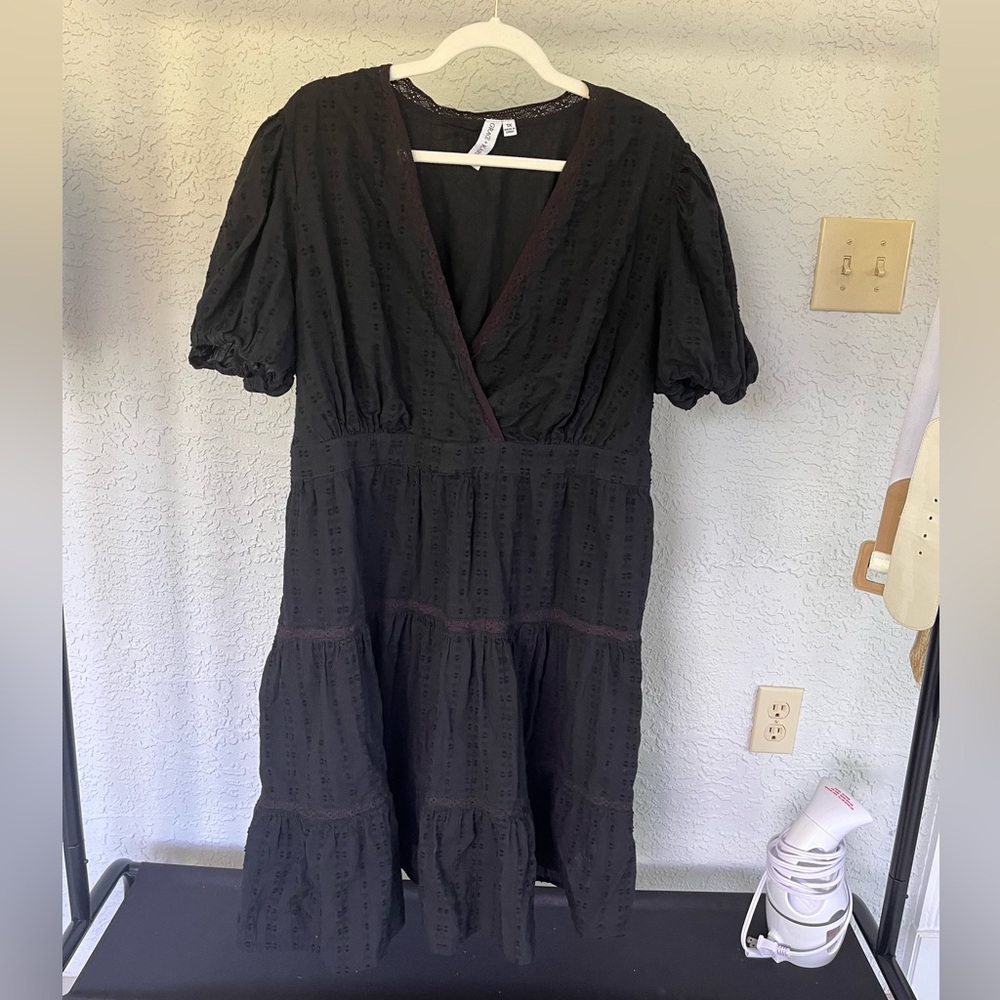 Black Swiss Dot Dress 1X